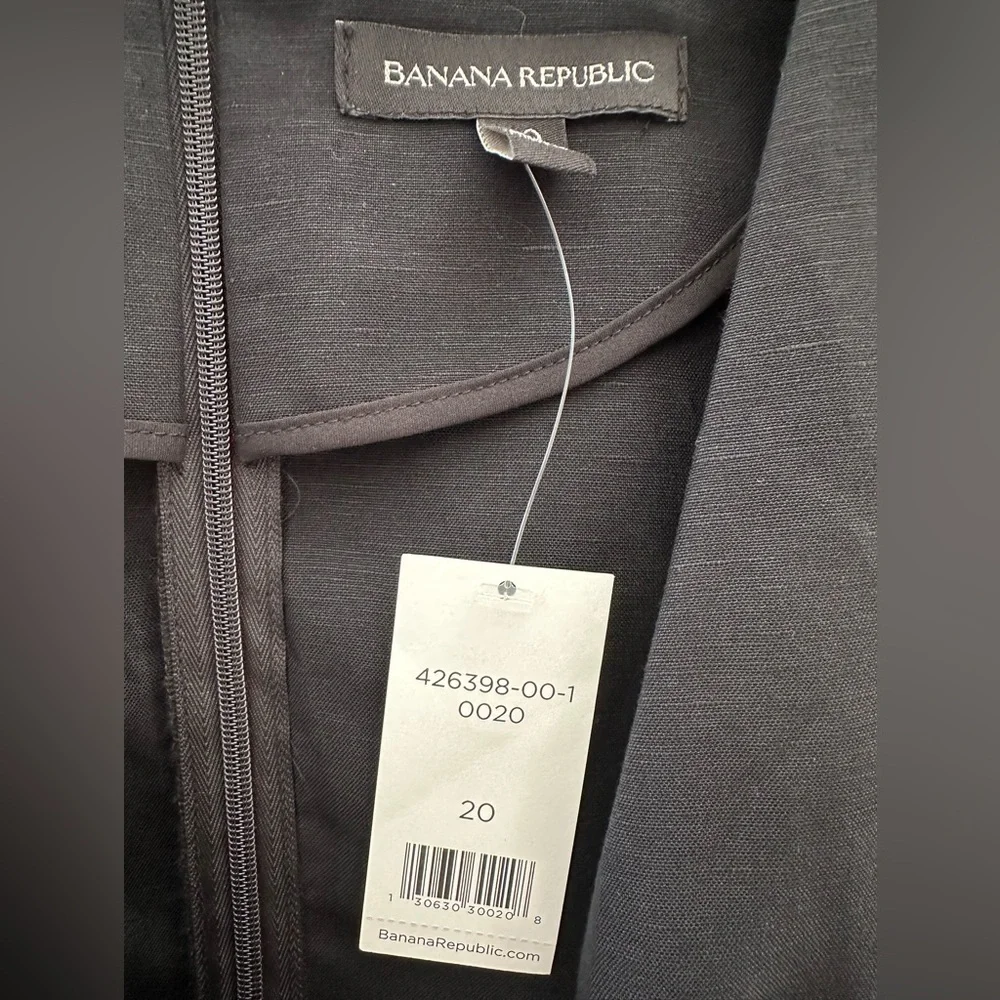Banana Republic Black V-Neck‎ Tie-Waist Linen blend Romper size 20 NWT